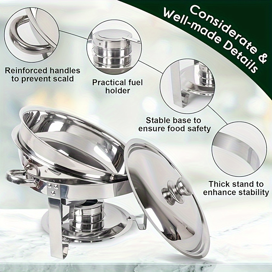 stainless steel buffet warmer set with detachable chafing dish lid   stand   family   outdoor camping and holiday parties   water pot ideal housewarming or christmas gift details 9