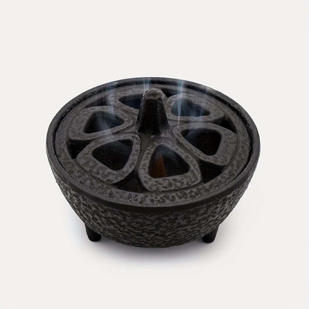 

1pc Cast Iron Incense Burner And Brass Incense Insert Holder For Anointing, Incense, Ritual Use, Decoration Incense Holder, Menorahs, And More (3.1" Diameter)