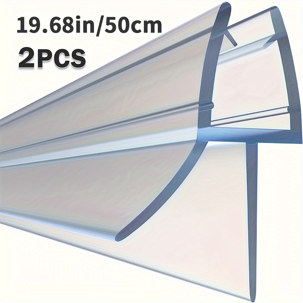 Image of 2pcs 19.68in/50cm Frameless Shower Door Bottom Seal, Glass Shower Door Seal Strip, Keep Bathroom Dry, Stop Shower Leaks, Shower Seal Strip, Bath Shower Screen Door Seal Strip