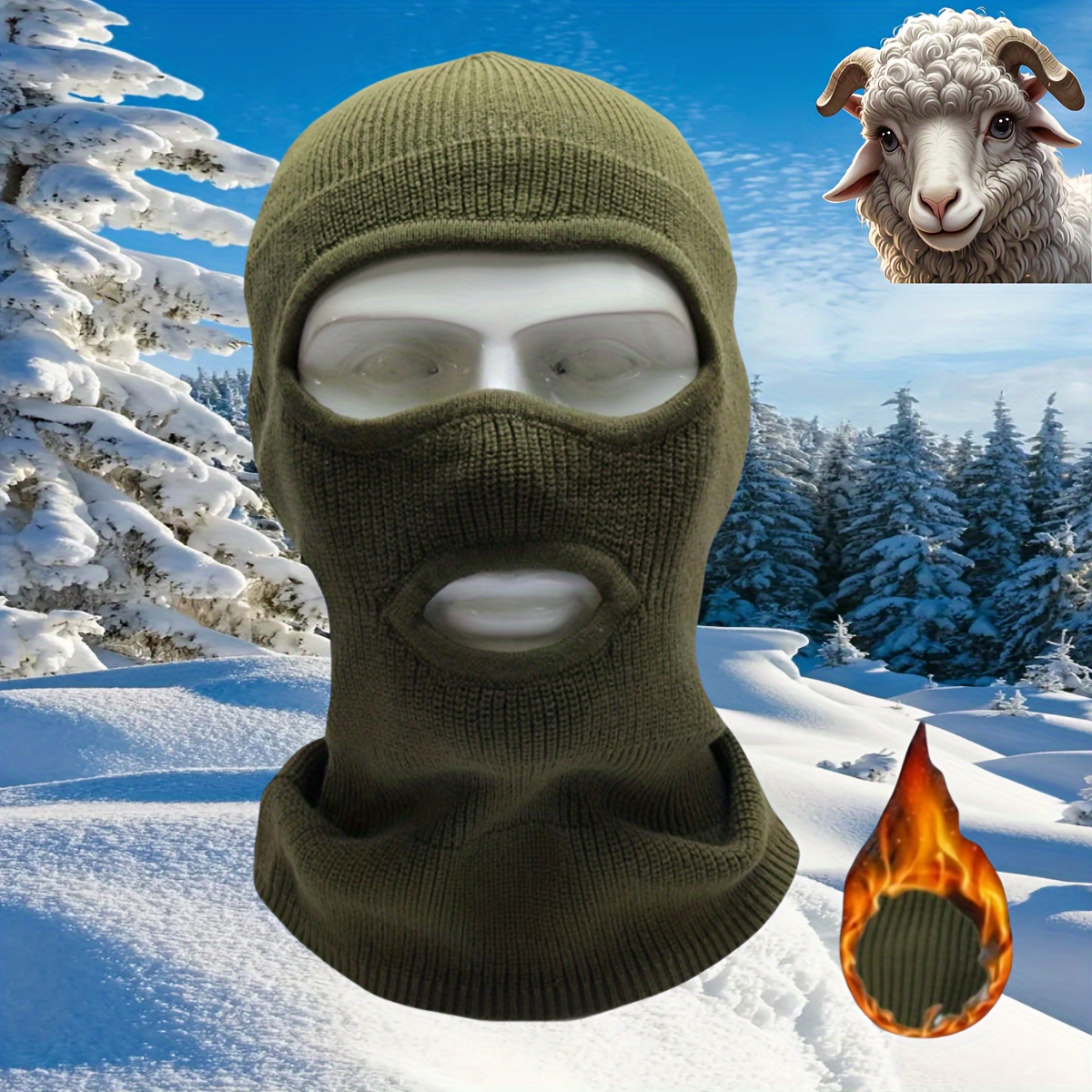1/3PCS Full Face Mask Cover With Head Cover Motorcycle Headgear Balaclava Hat