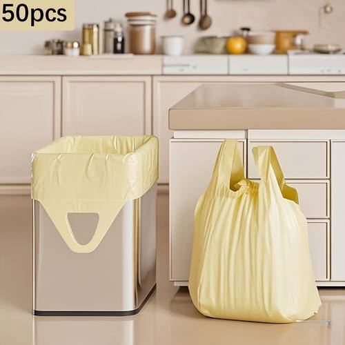 50pcs Thickened Garbage Bags - Thick Portable Plastic Bags, Kitchen Waste Bags, Suitable for Kitchen, Bathroom, Living Room, Commercial Places - Cleaning Storage Bag, Multifunctional Waste Disposal Bag