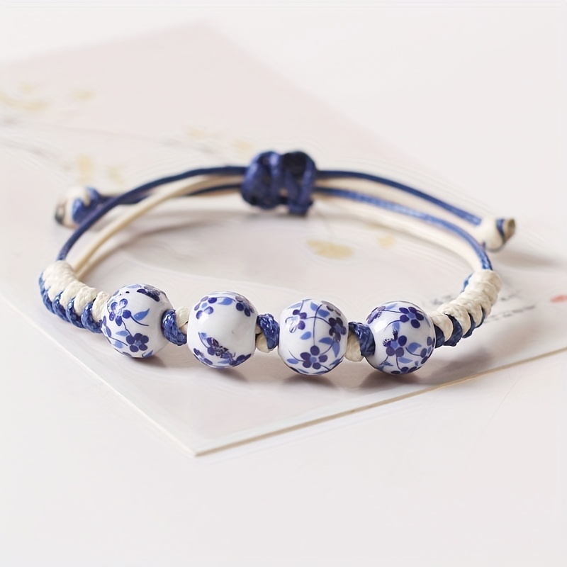 TEMU Bijoux en céramique, tissé ancien, bracelet de perles de porcelaine pour étudiants, adultes et femmes, articles pour vendeurs de rue