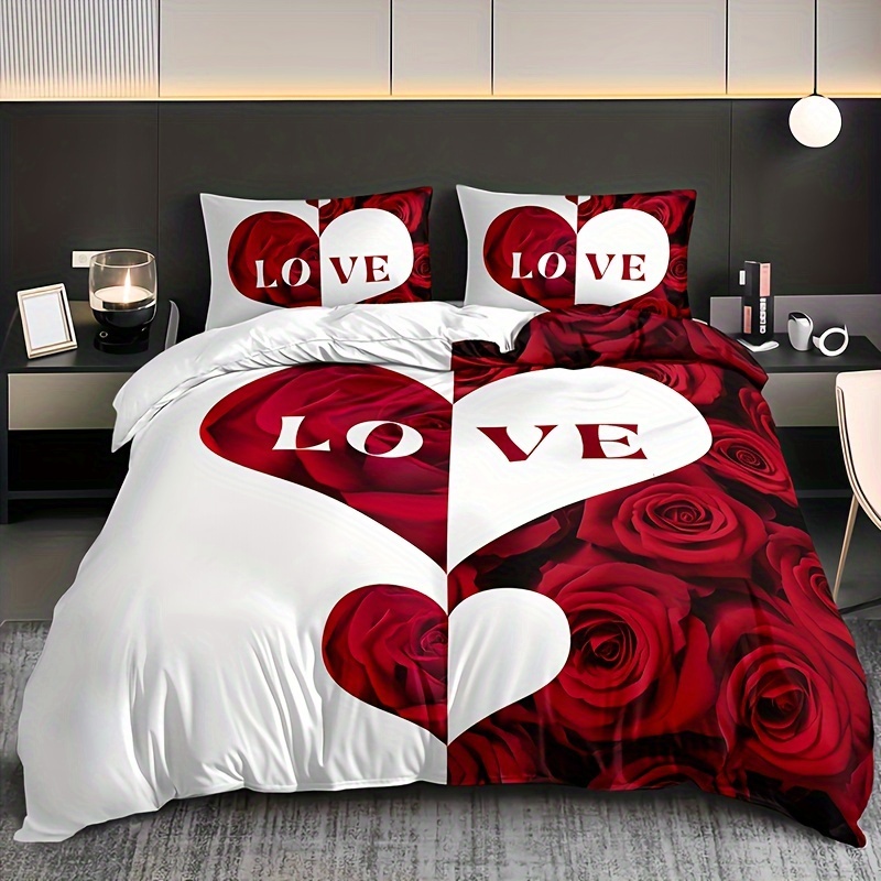 

3-piece Bedding Set, Includes 1 Duvet Cover And 2 Pillowcases, Floral Pattern With Alphabet Design, Breathable And Soft