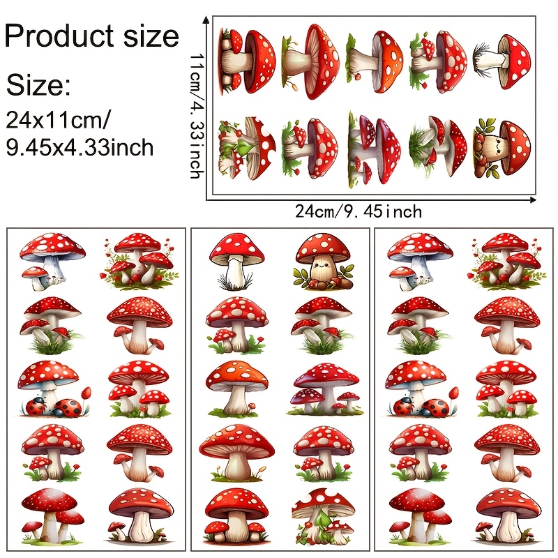 TEMU Cute Cartoon Mushroom 4pcs, Red-spotted Fly Agaric Theme, With Natural Elements Like Small Grass And Ladybugs, Featuring A Soft And Adorable