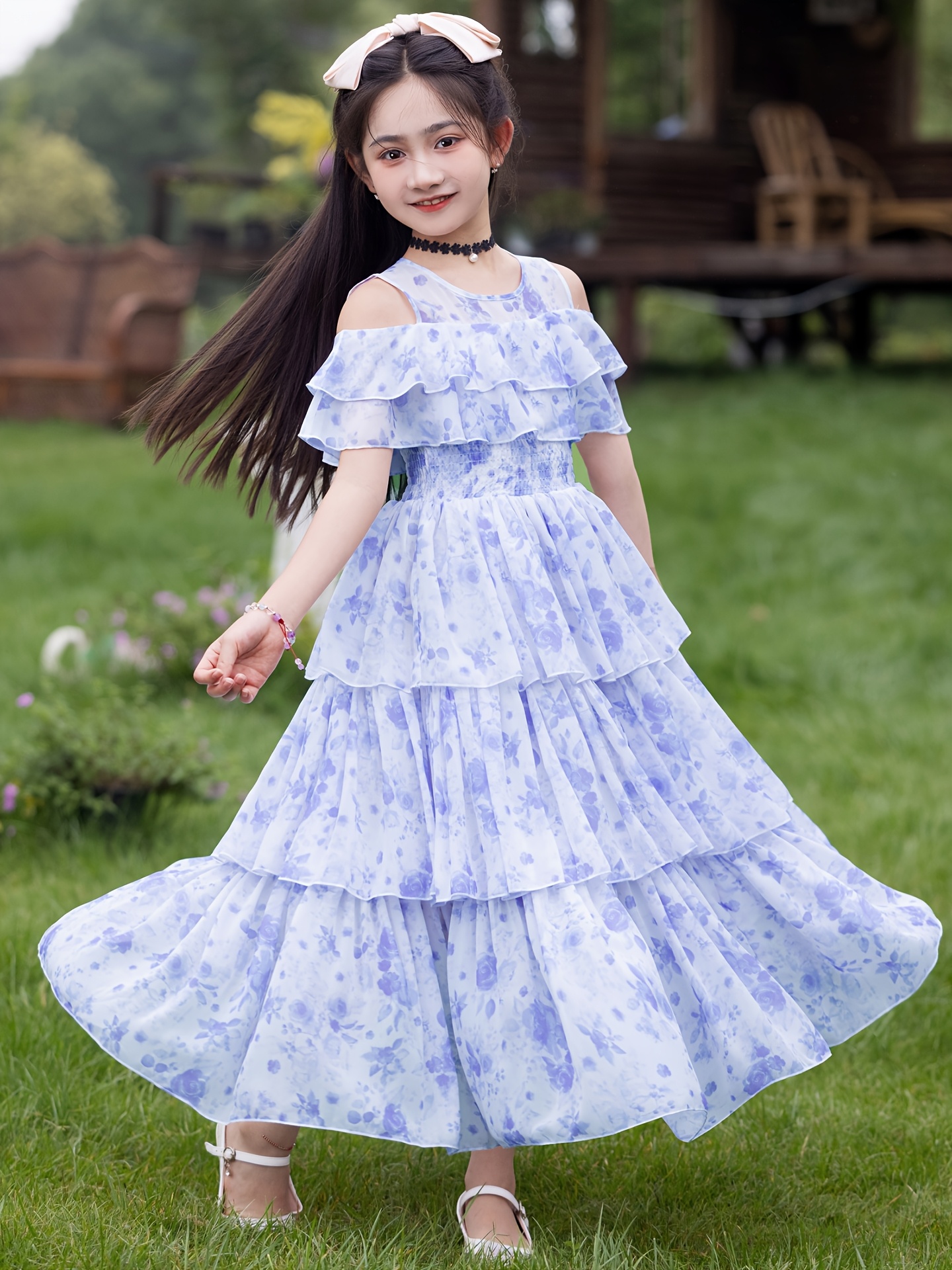 Outfits party mouwloze jurk jurk kind stippen print bloemen kinderen