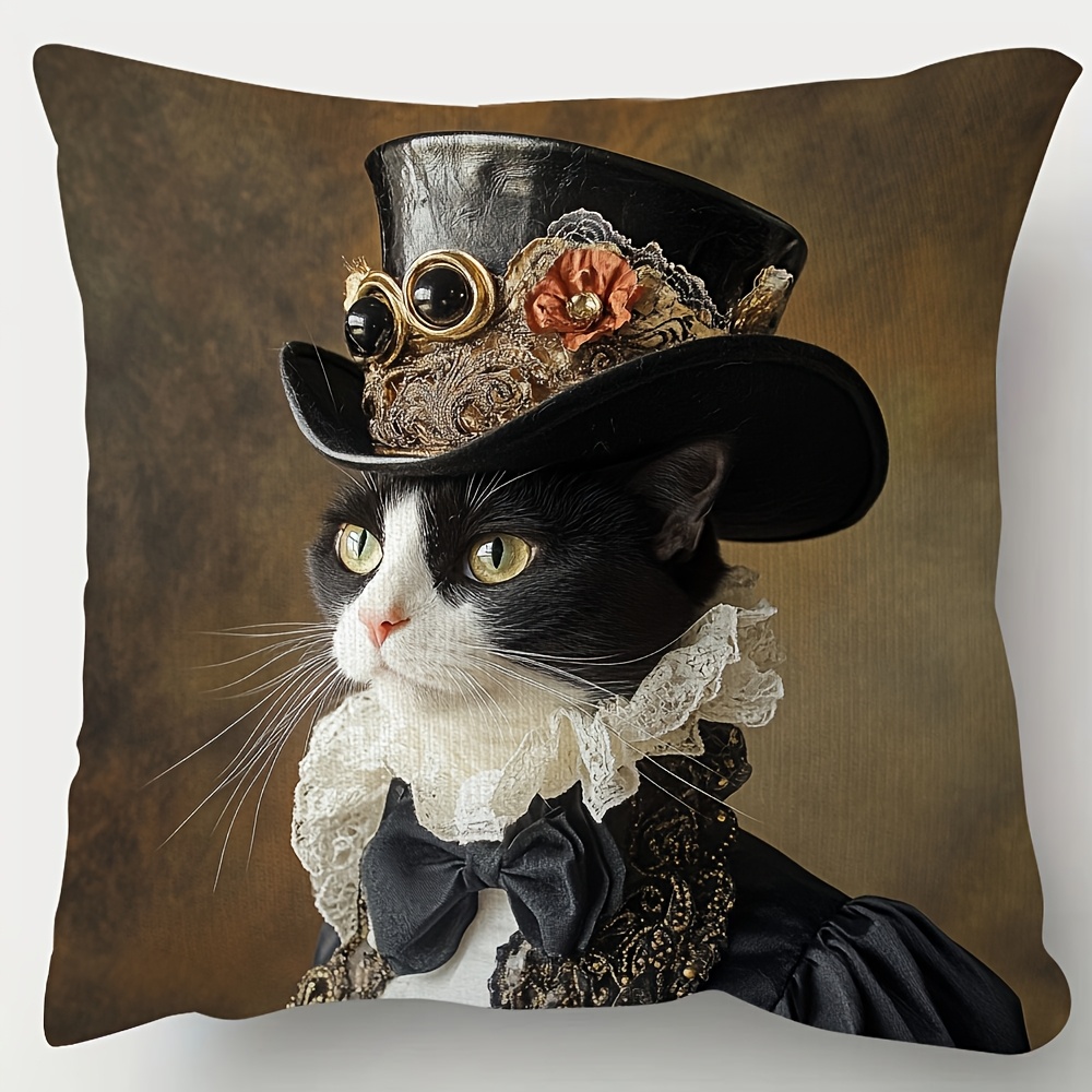 TEMU Chic High 18x18" Double-sided Plush Pillow Cover - Zippered, Hand-washable Polyester Cushion Case For Sofa & Bedroom Decor