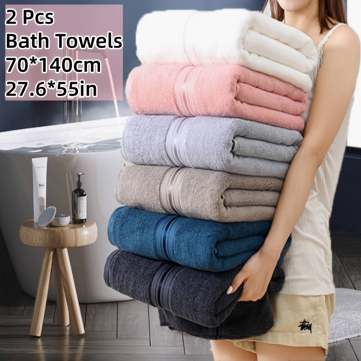 100% Cotton Oversized Large Beach Towel Pool Towel Bathrobe Soft