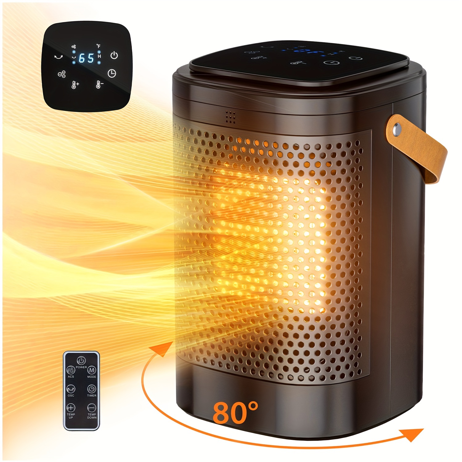 

Space Heater, Portable Electric Heaters For Indoor Use With Thermostat And Remote, 2025 Upgraded, Digital Display, 12h Timer, 3 Mode, 1500w Ptc Ceramic Fast Safety Heat For Office Bedroom Home