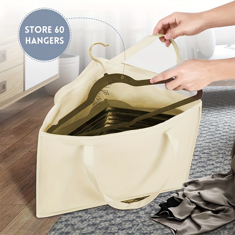 

Space-saving Triangle Hanger Organizer Bag - Portable, Foldable Storage Solution For Clothes & Accessories, Oxford Fabric, In Cream/black