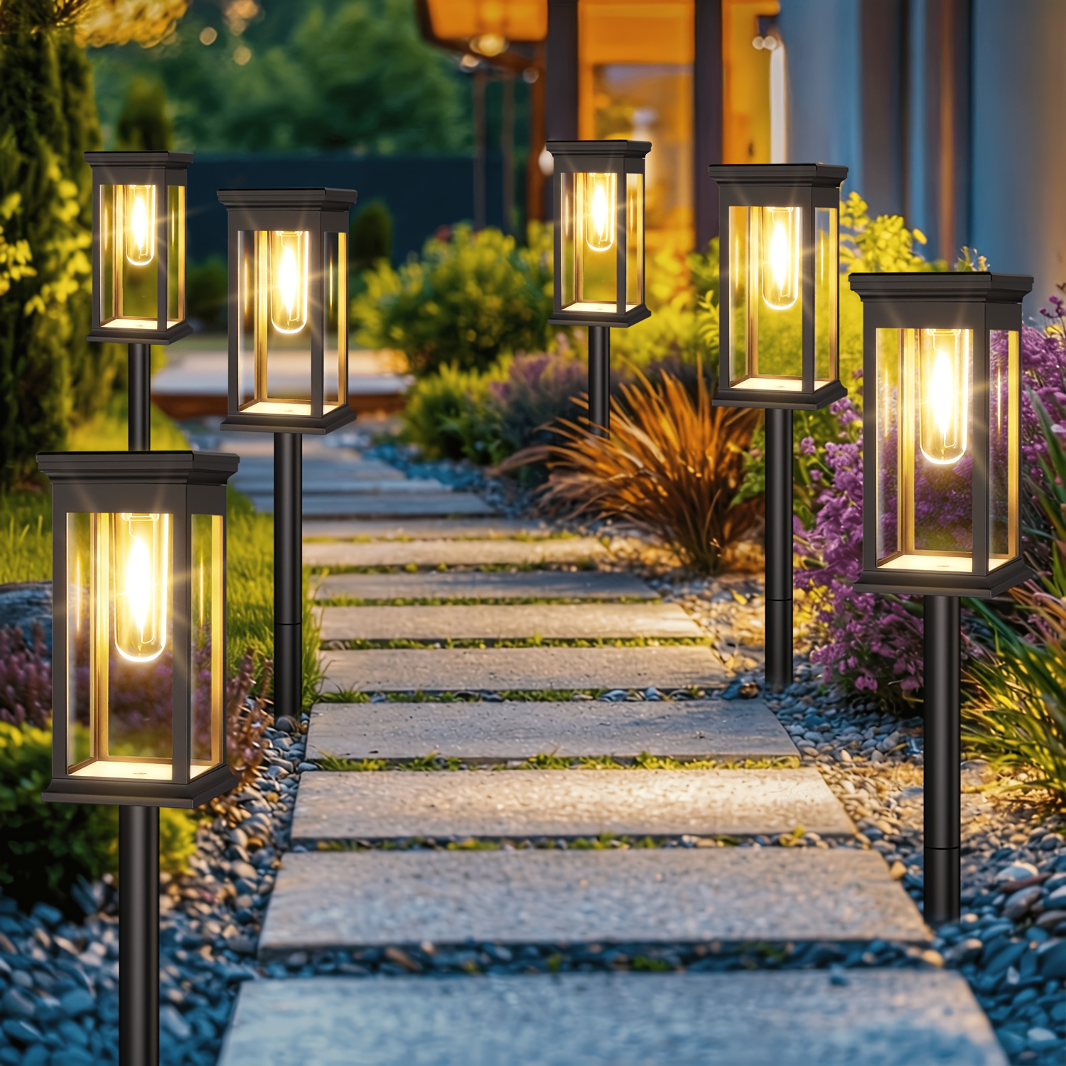 Image of 6-pack Upgraded Solar Outdoor Lights, Automatic Outdoor Solar Pathway Garden Lights, For Lawn Terrace Walkways