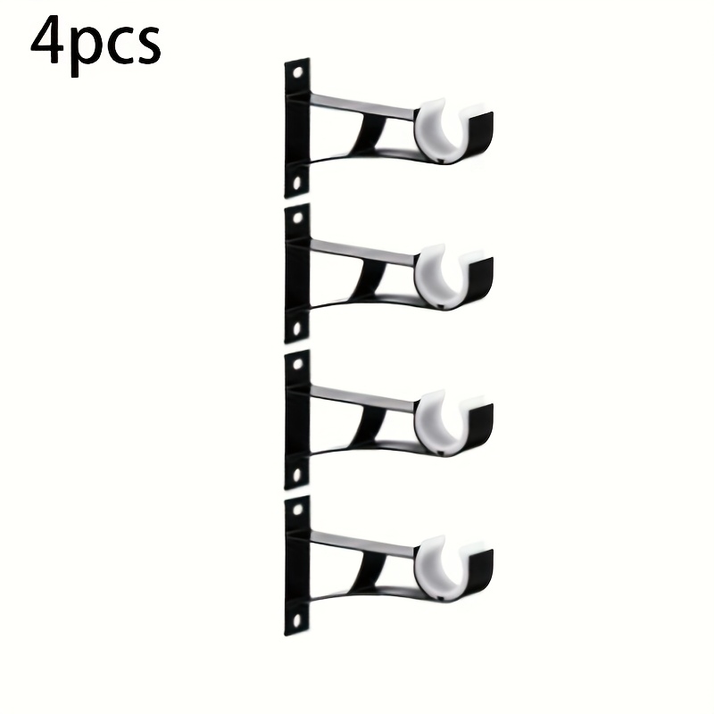 TEMU Set Of 4 Sturdy Curtain Rod Brackets, Wall-mounted Holders For Drapery Rods, In Black Color