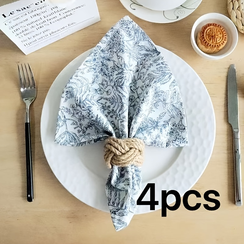 TEMU 1/2/4 serviettes colorées à motif de plantes, parfaites pour la Saint-Valentin, , l'utilisation quotidienne et les fêtes