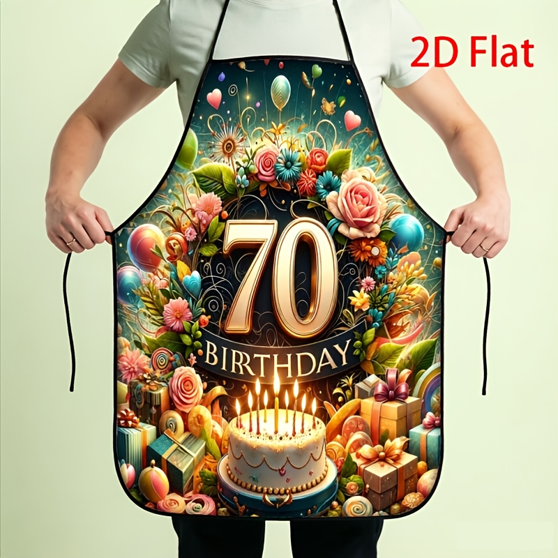 TEMU 1pc 70th Birthday Apron Suitable For , Print Age Gift, Polyester Apron For Baking & Kitchen Use, Themed Party Celebration For Home, For Home