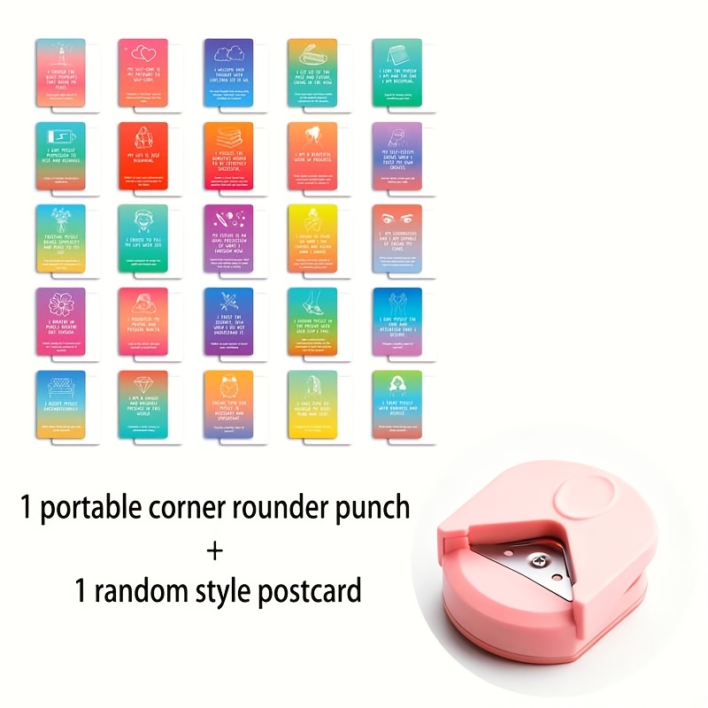 TEMU 2pcs (1pc Corner Cutter And 1pc Inspirational Postcard) - Right Angle Sharpener With Plastic Edge Protector, Suitable For Cardboard, Paper,