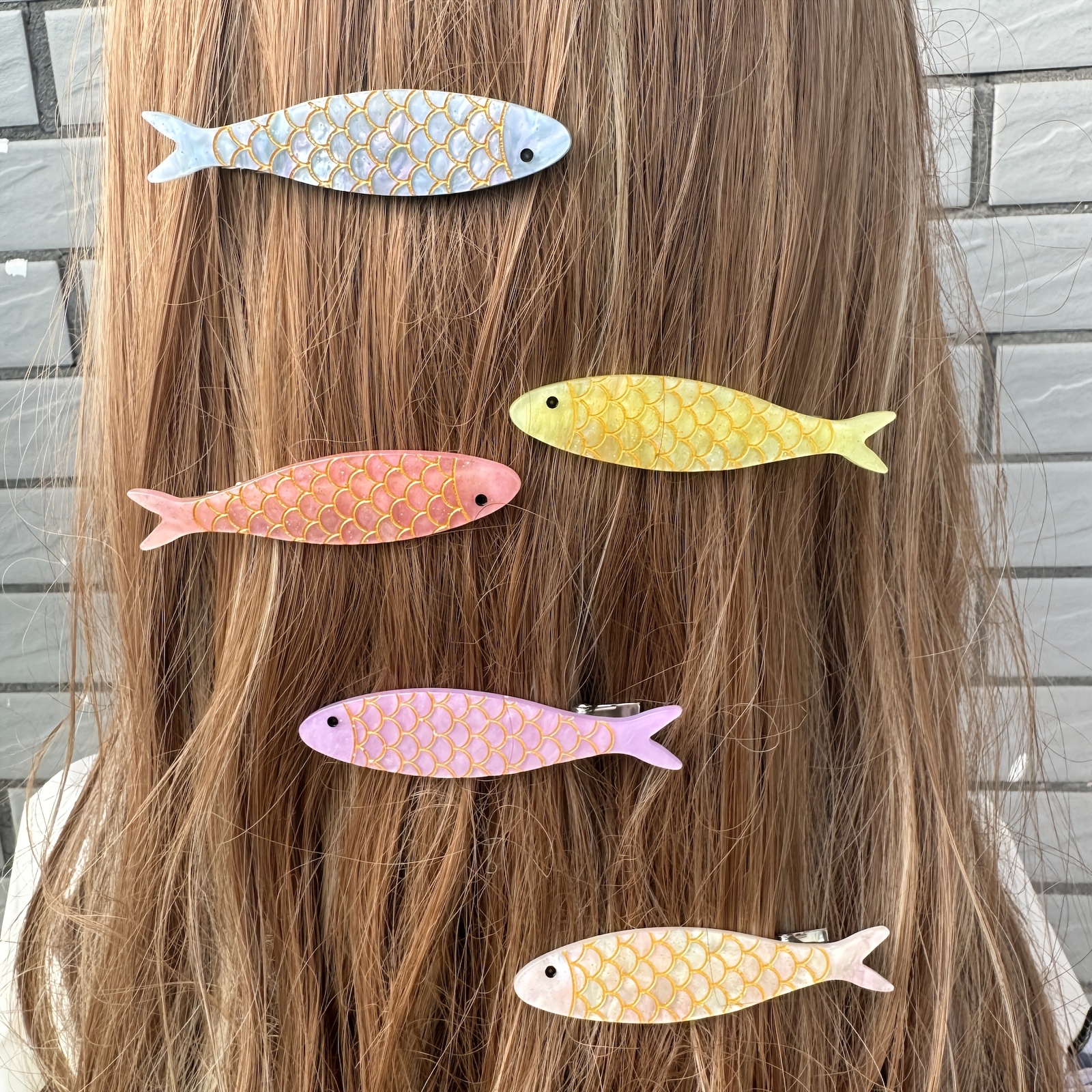 TEMU Lot de 5 pinces à cheveux couleur sardine, mignons pinces à cheveux poisson pour la plage, les , les fêtes, accessoires de cheveux originaux,