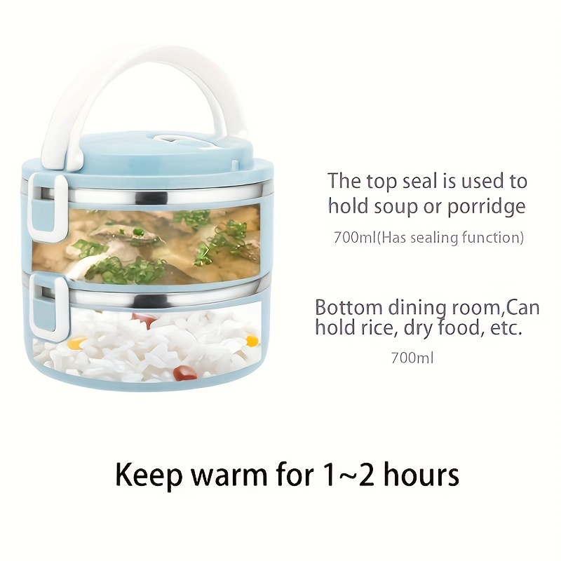 stainless steel bento lunch   tier insulated leak proof food container manual double layered thermal lunch solution for   camping hand wash no electricity needed details 9