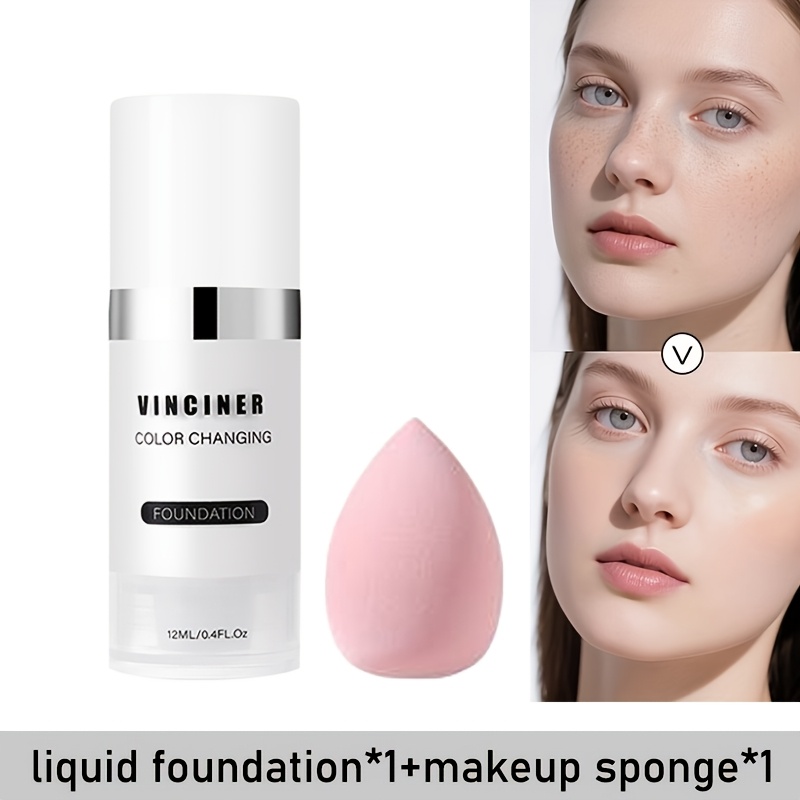 Image of Color-changing Foundation, Moisturizing, Lightweight, Long-lasting, Covers Pores & , Matte, For Tones. Perfect Mother's Day Gift For Girlfriend, Mom & .