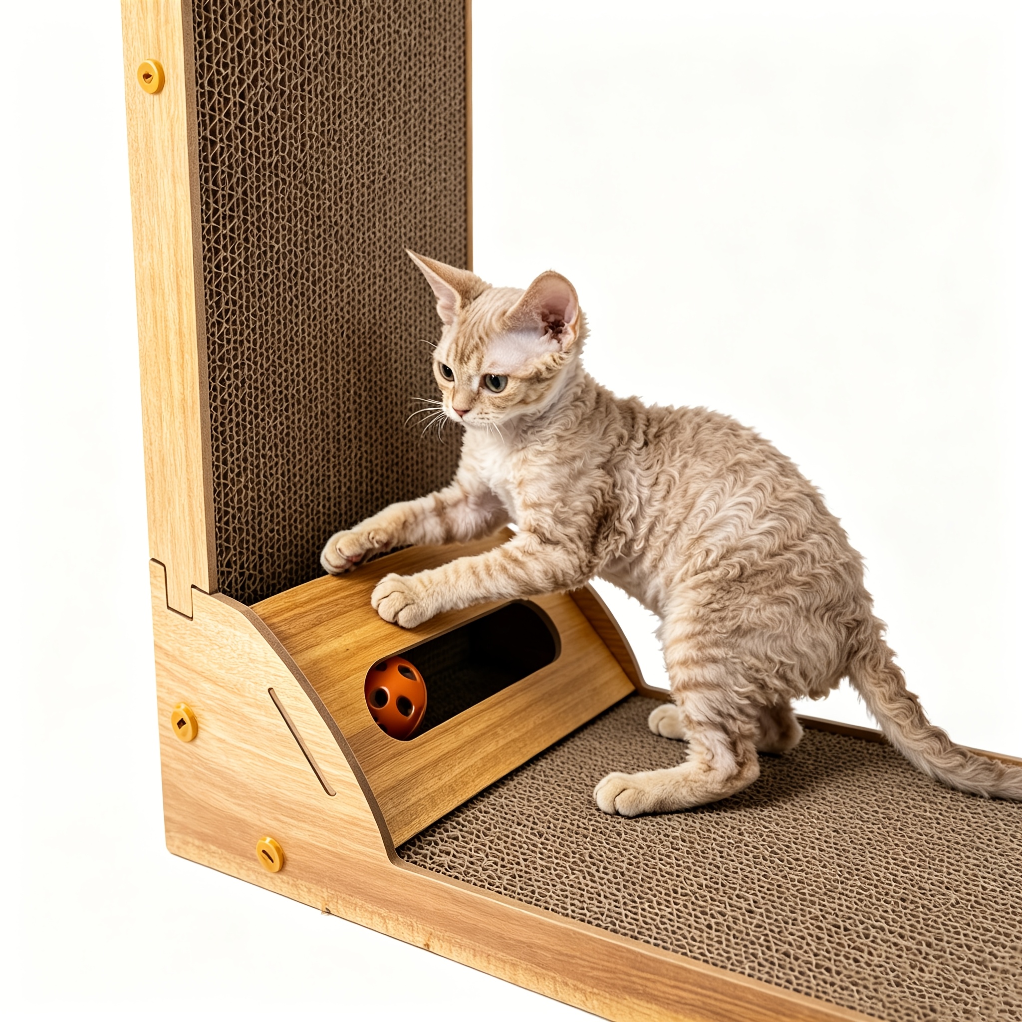 TEMU Cardboard Cat Scratcher For Indoor Cats, 23 Inch L Shaped Vertical Cat Scratching Post, Cat Scratching Board For Wall And Couch, Large