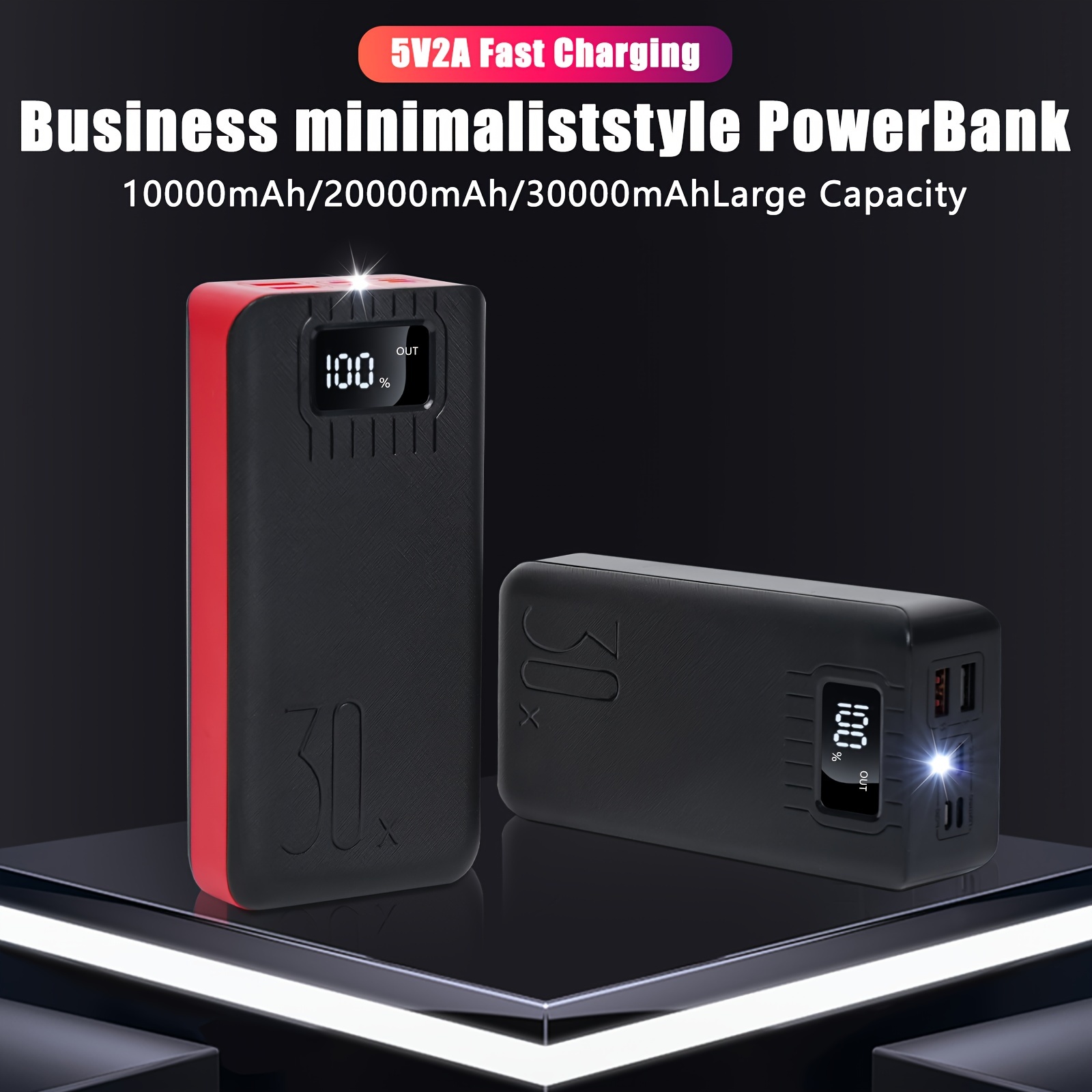 

10000/20000/30000mah 5v2a Super Portable Charging , , - Led Lights, Rechargeable Battery, Travle Have, For Iphone 6 7 8 X Xr 11 12 13 14 15