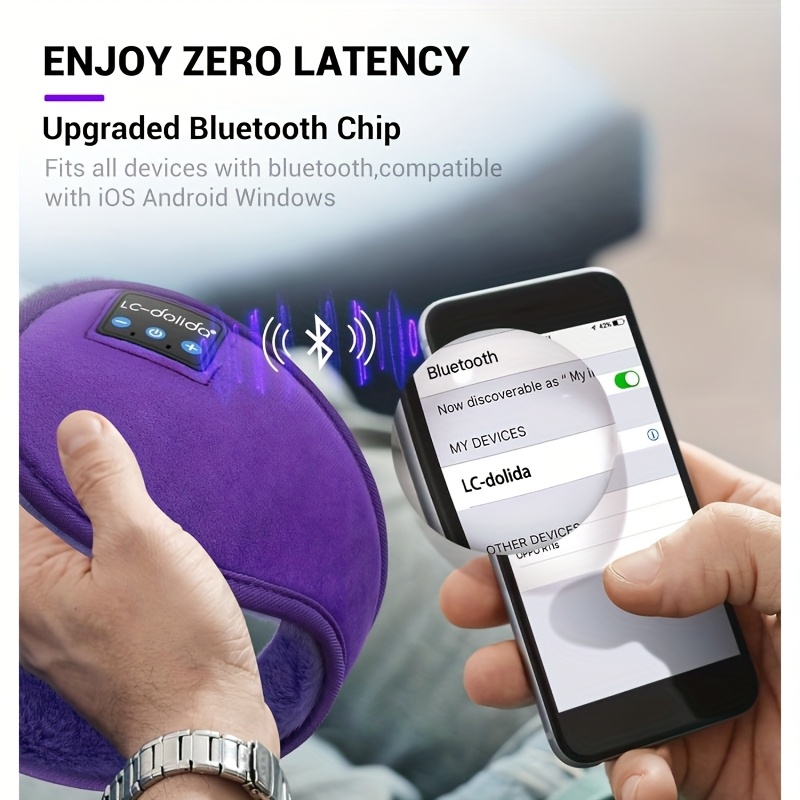 LC-dolida Winter Ear Muffs & Wireless Headphones 2-in-1, Unisex Thermal Headphones with Noise Cancelling Mic, Wireless 5.4, USB-C Charging, 10H Playtime, Ergonomic Headband & Detachable Cable, for Outdoor Sports, Cycling, Skating