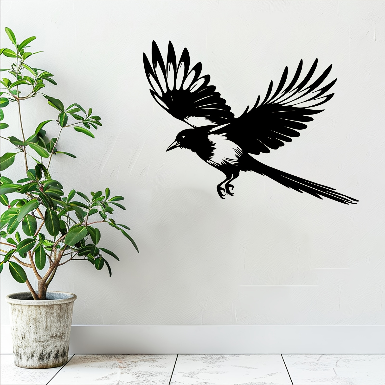 TEMU [2d Flat] 1pc Realistic Magpie Acrylic Wall Decor - Dynamic Acrylic Magpie Bird, Suitable For Garden Fence Decoration, Weather-resistant Wall