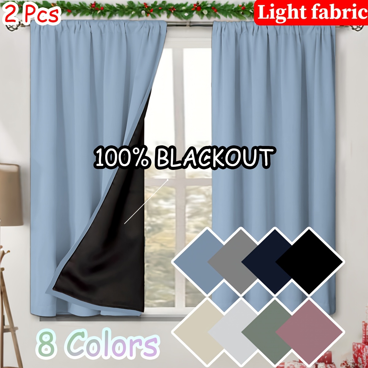 pack of 2 classic solid color 100 blackout kitchen curtains 8 colors   top rod pocket black lined coating uv protection privacy protection     use suitable for kitchen bedroom living room office