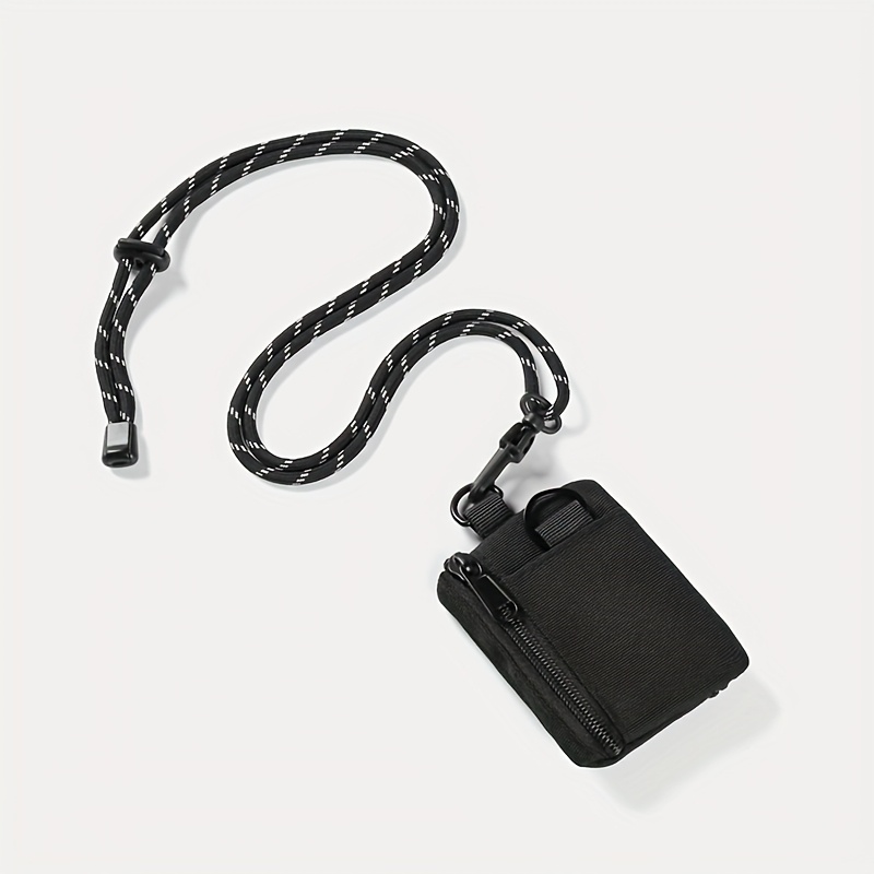 TEMU Men' Purse - , Solid Color, Casual Men's Commuter Coin Purse With Lanyard, Stylish And Versatile Fashion Coin Purse