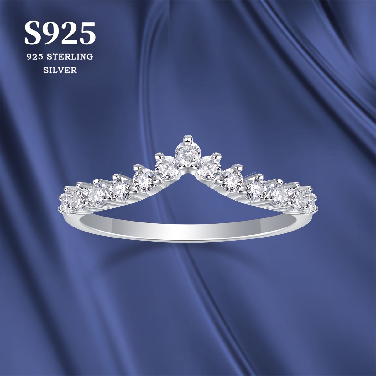 

1pc Princess Crown Ring Set With Moissanite S925 Silver Plated Daily Activity Jewelry For Men And Women As A Gift For Family And Friends To Wear