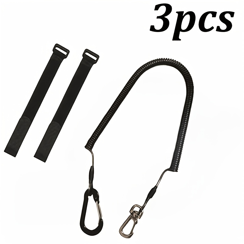 TEMU 3pcs Reinforced Fishing Rod Anti-loss Rope Set, Retractable Steel Wire Tether + Fishing Rod Straps, Anti-drop Anti-loss Fishing Safety Rope,