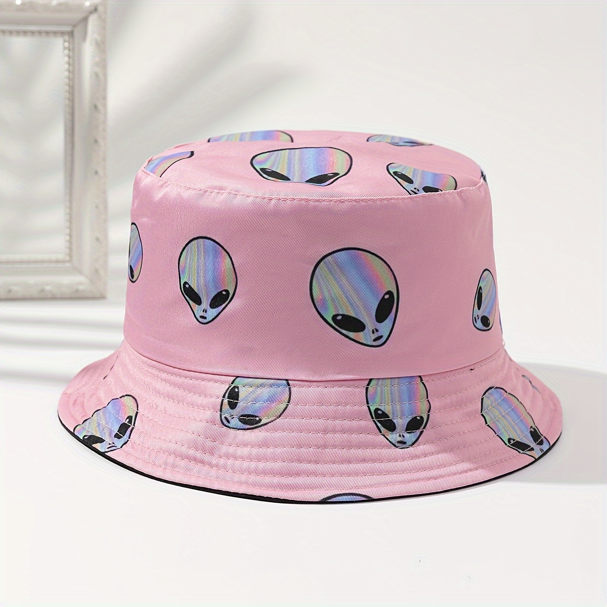 

Women Anime Print Bucket Hat, Casual Outdoor Double Sided Fisherman Cap For Vacation Travel