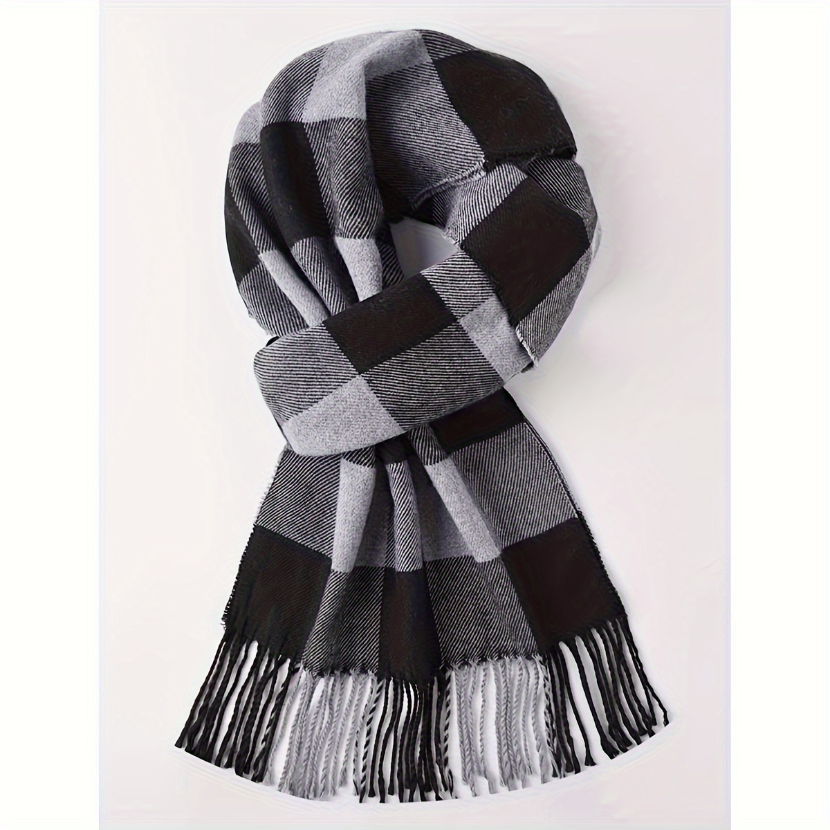 Cozy British-Inspired Plaid Scarf - Imitation Cashmere, Thick & Warm for Autumn/Winter, Perfect Couple's Gift, Colorful, Korean Version details 9