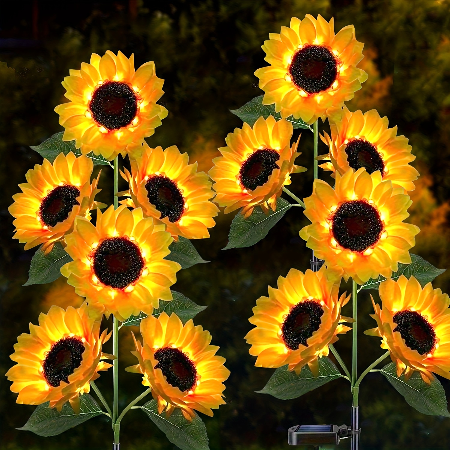 2 4 pack solar sunflower led garden light vibrant yellow flower decoration durable abs material suitable for labor day mothers day thanksgiving christmas halloween terrace lawn courtyard   and garden decoration ip65
