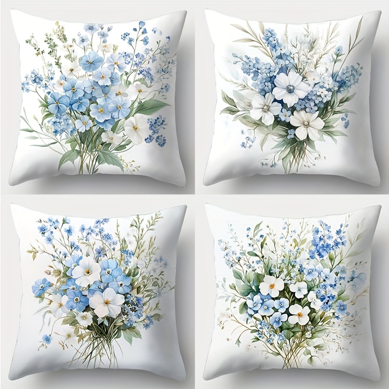 TEMU di quattro pezzi, federe a tema estivo con un design blu e , ispirate all' ad , che offrono un look e sofisticato, facili da applicare e ideali