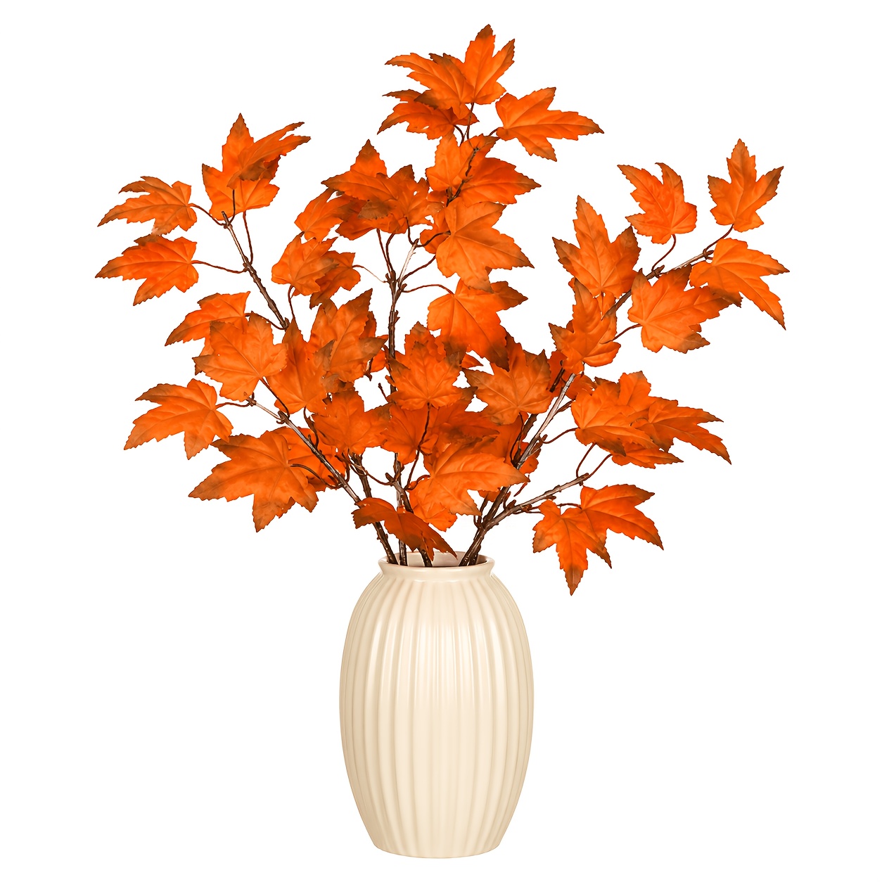TEMU Set da 3 pezzi di rami artificiali con foglie d'acero arancioni-rossicce, fiori artificiali decorativi per autunnale e il Ringraziamento, stile