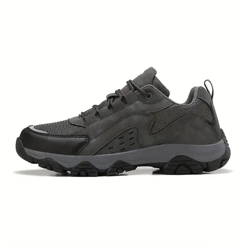 mens lightweight anti slip hiking shoes durable pu upper rubber sole outdoor walking shoes for running trekking camping breathable low with lace up closure outdoor hiking footwear lowtop sneakers comfortable footwear