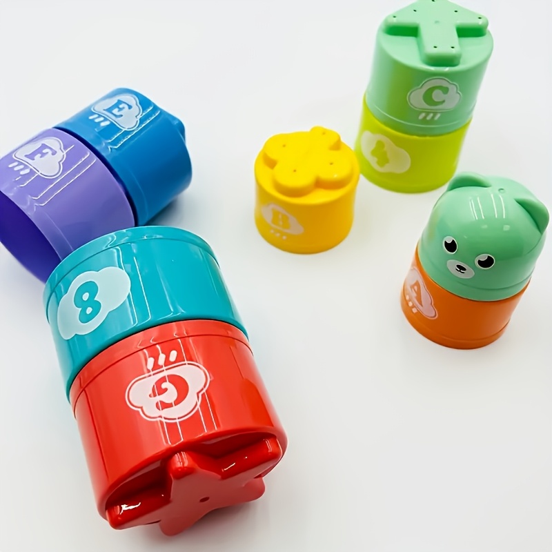 Colorful 9pcs Stacking Cups Toy for Toddlers, Fine Motor Skills Development