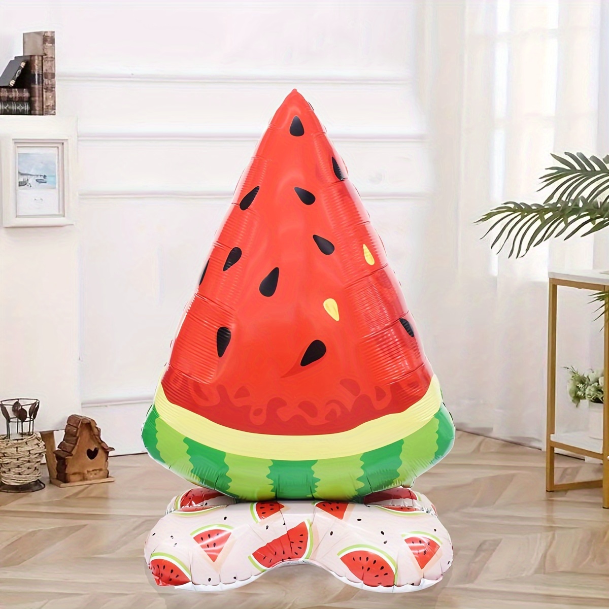 

1pc, 61-inch Extra Large Watermelon Shaped Base Aluminum Film Balloon - Perfect For Hawaiian Weddings, Summer Beach Birthday Party Decorations And Hawaiian Theme Party Supplies