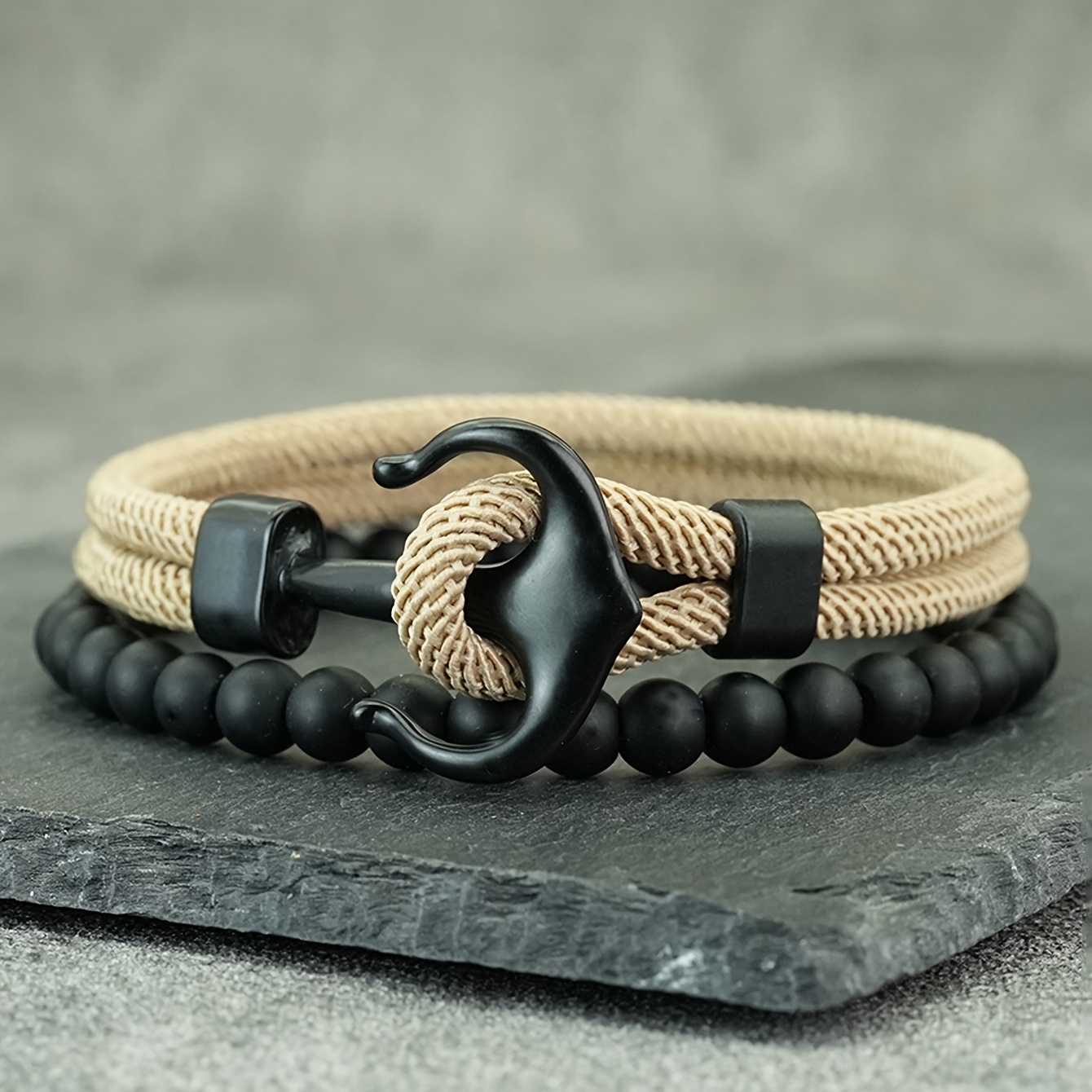 2pcs Set Anchor Bead Bangle Bangle Bracelet Jewelry Men's Bangle Bangle Bracelet Set