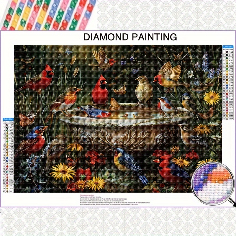 

Large 5d Diamond Painting Kit - Bird & Floral Landscape, Round Diamonds, 15.8x19.7 Inches, Diy Mosaic Wall Art For Beginners, Decor, Ideal Day, Christmas, New Year Gift,