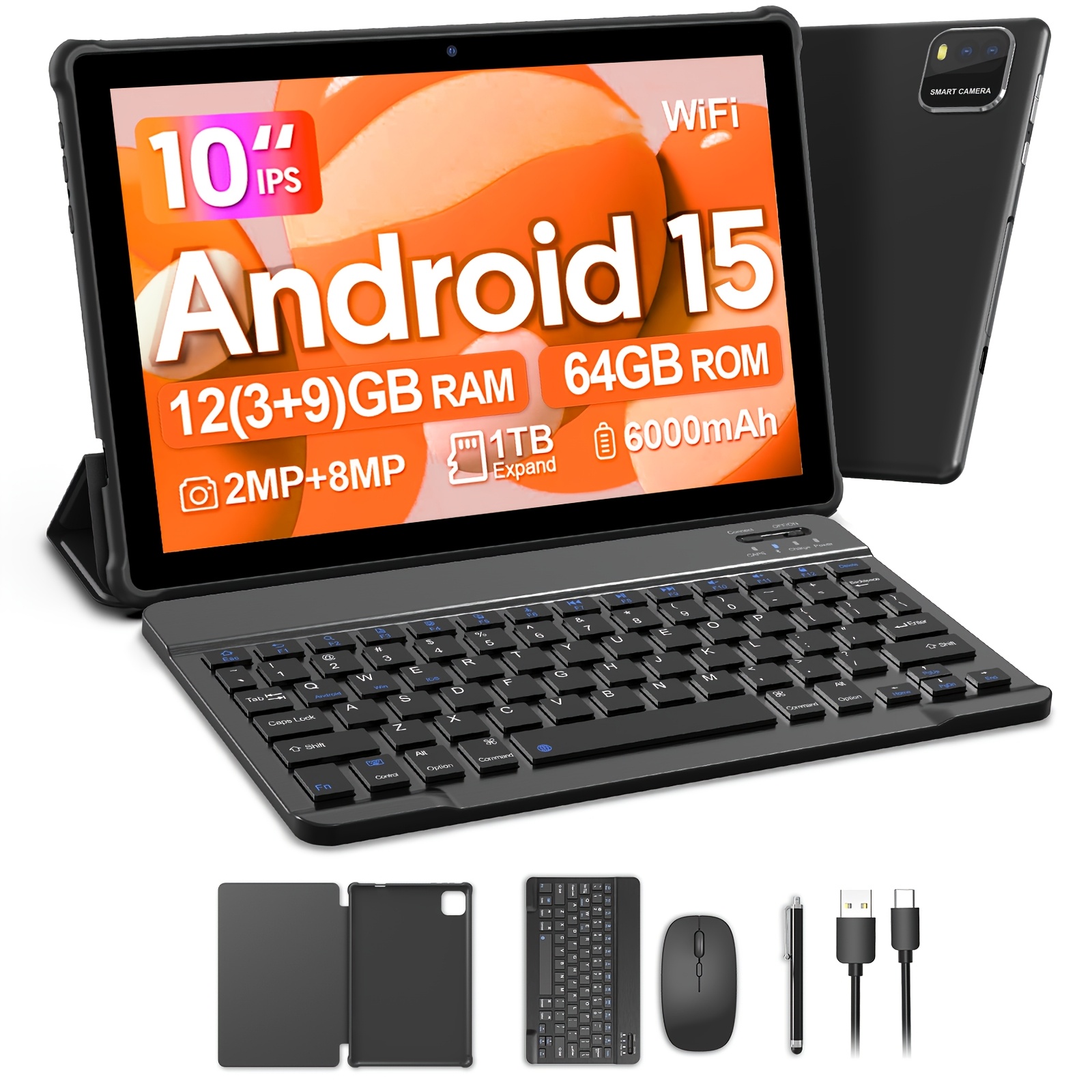 item picture 2026     15 tablet 10 inch   tablets with   keyboard case mouse stylus without electricity 12 3 9 gb 64 gb storage 1 tb expandable 4 core cpu dual wifi dual cameras 6000 mah battery tablet pad