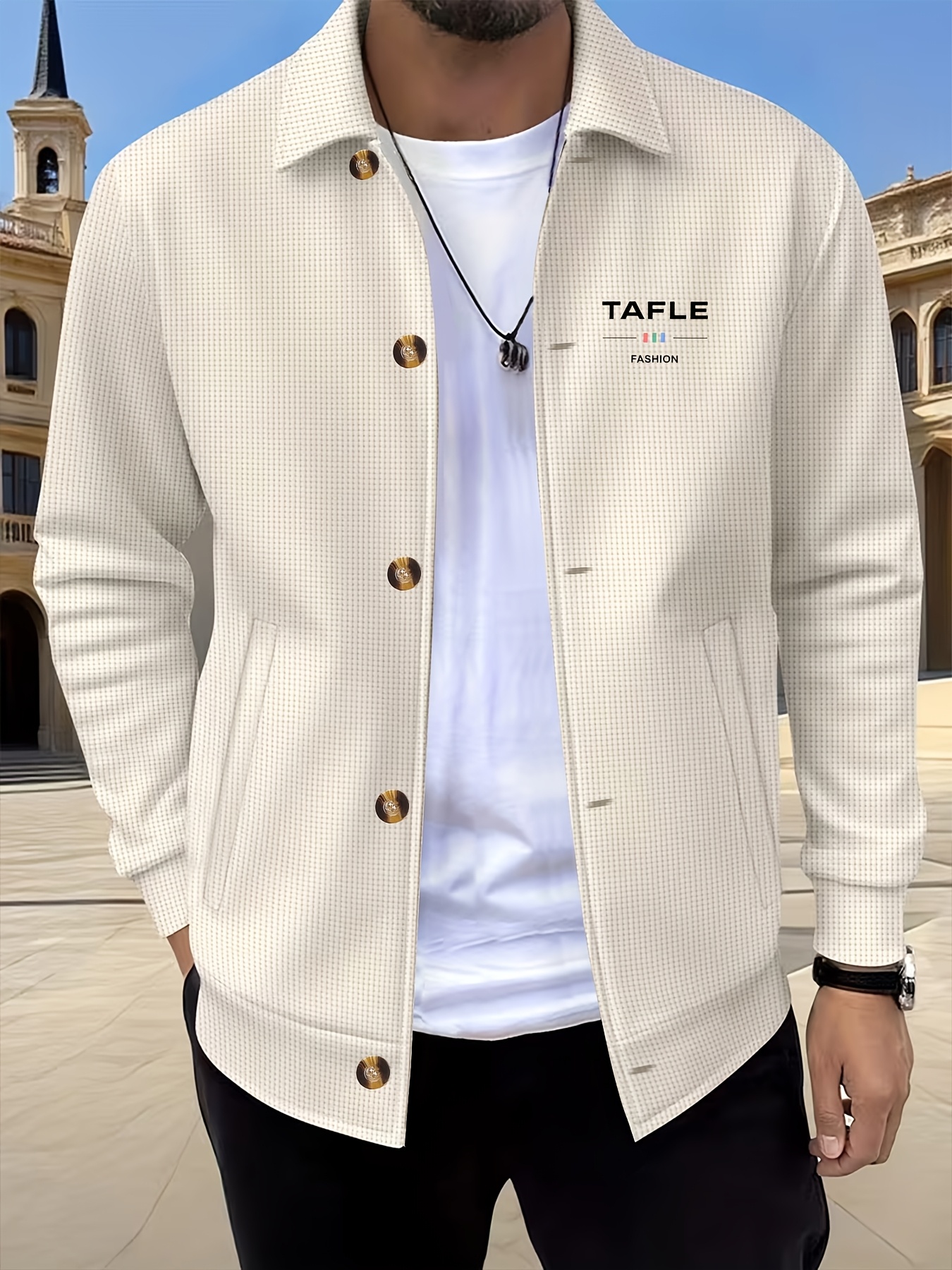   obm 2026 spring summer new lapel jacket trendy mens   button   simple waffle knit outerwear high end light luxury