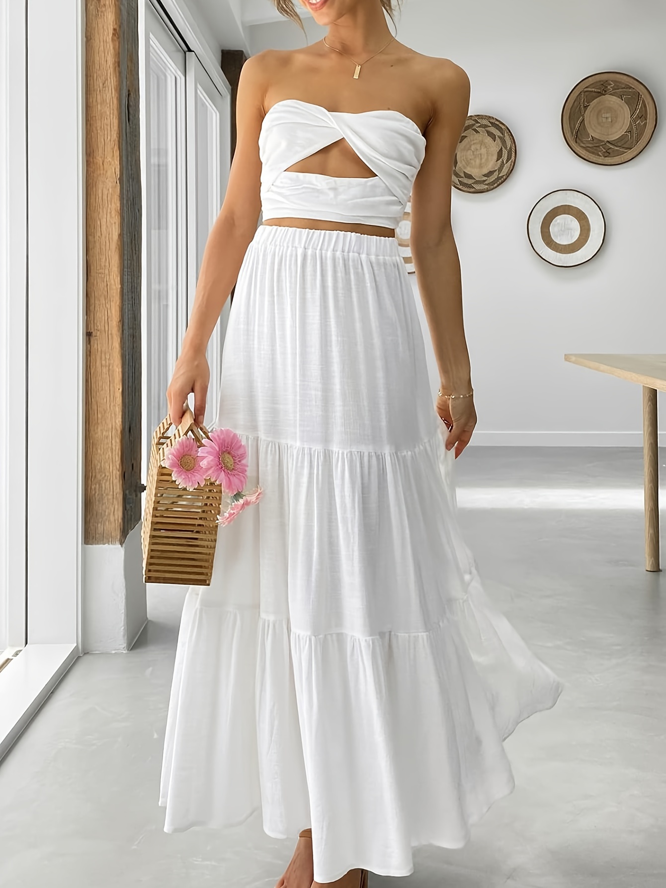 long skirt white sold on Temu United States