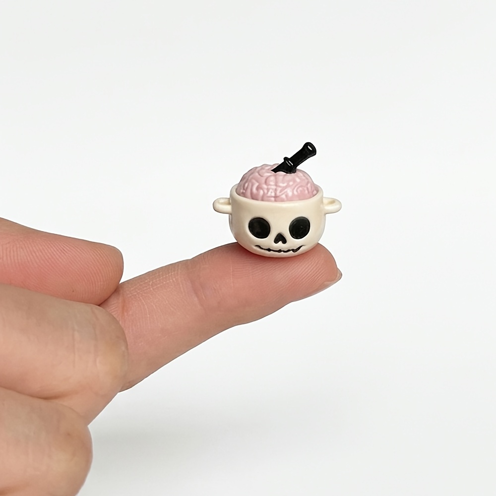 TEMU Halloween 1:12 Scale Miniature Covered Simulation Jar, Lid , Ghost Pumpkin Shaped Miniature Tableware Model, Suitable For Dollhouse Decoration,