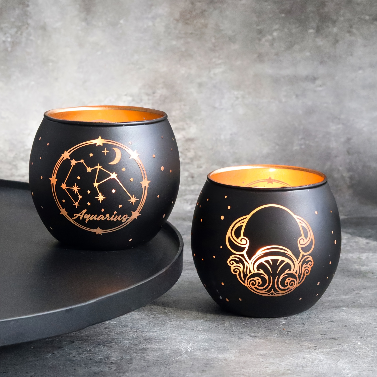 E-shop 2 Stk. 12 Sternzeichen Kerzenhalter - 12 Sternzeichen Leuchtende Sternennacht Tee-Lichtbecher-Set Partydekoration, Einzigartiges Geschenk für