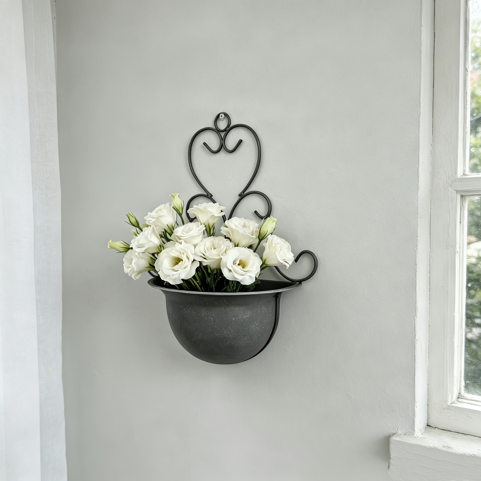 TEMU 1pc Of Retro Pastoral Metal Wall Hanging Flower Rack Flower Basket Flower Pot - Retro Outdoor Decorative Flower Rack, Suitable For , , Ideal For