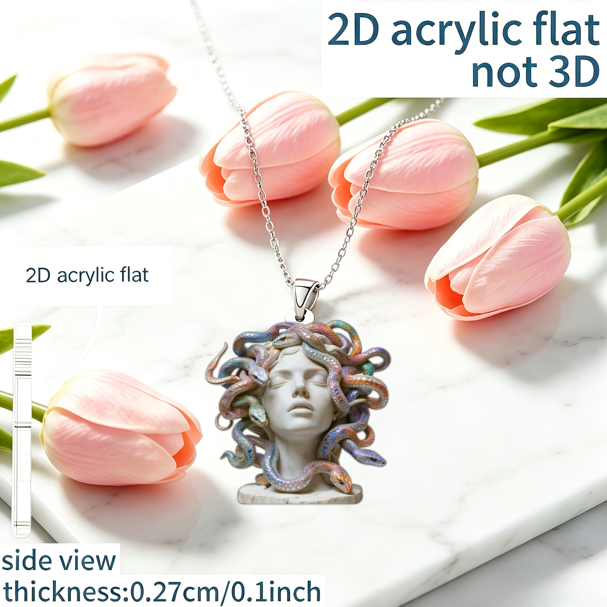 2D Flat Medusa Pattern DIY Pendant Necklace