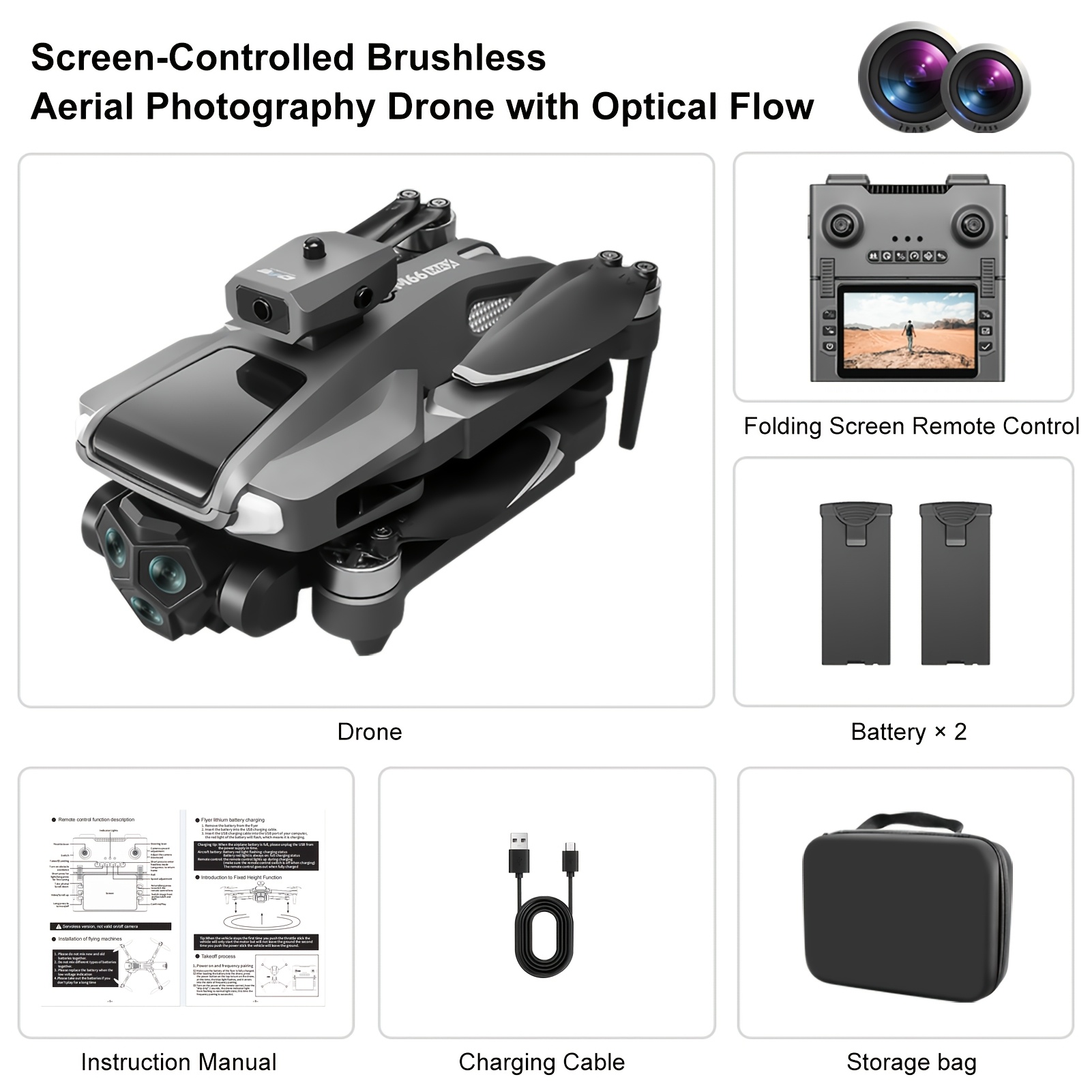 Foldable Brushless Fpv Drone With 1080p Dual Cameras For Beginners, 4.5 Inches Lcd Rc Screen With Camera And Folding Capabilities, Obstacle Avoidance Rc Quadcopter With Hold, 3d Flips, /landing