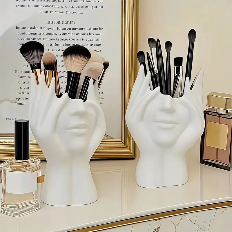 1pc bohemian style cosmetic organizer creative artistic figure makeup brush holder desktop display box lightweight bathroom vanity storage jar with for makeup brushes Product details 0