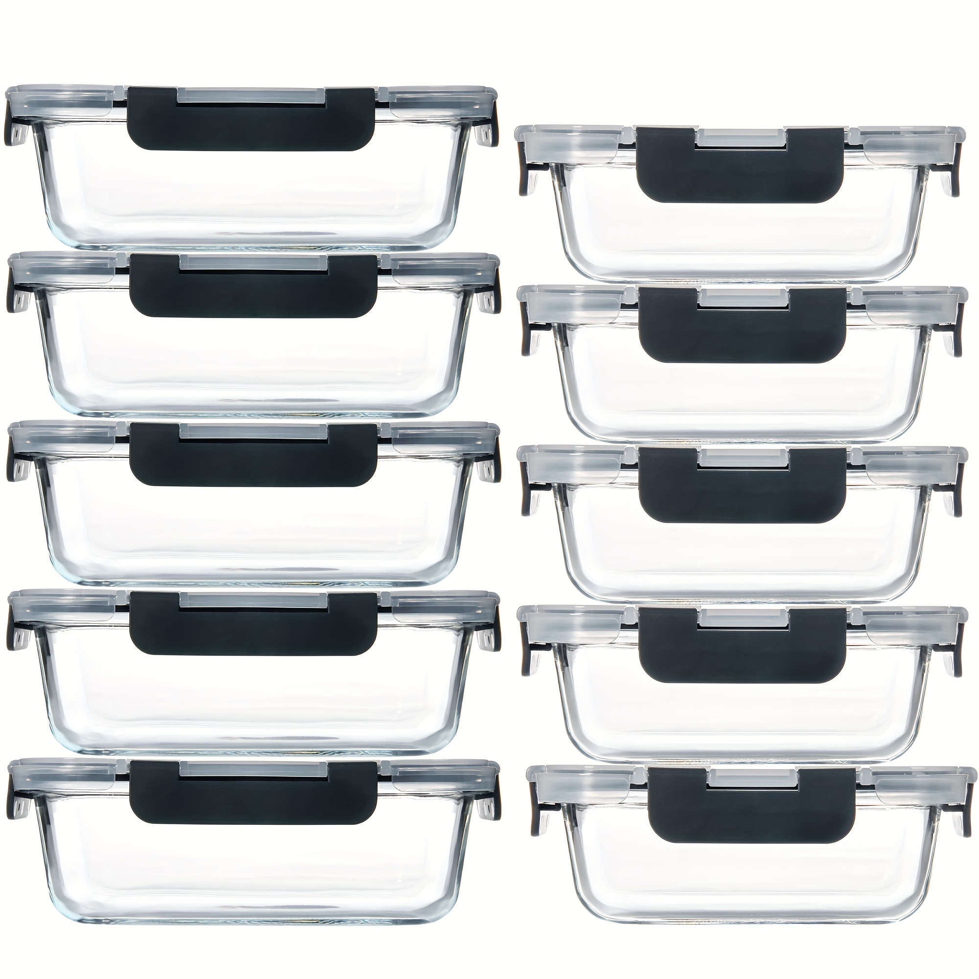 

[10-pack] High Borosilicate Glass Meal Prep Containers Set, Food Storage Containers With Airtight Lids, For Home Kitchen Office Lunch Portion Control - Grey