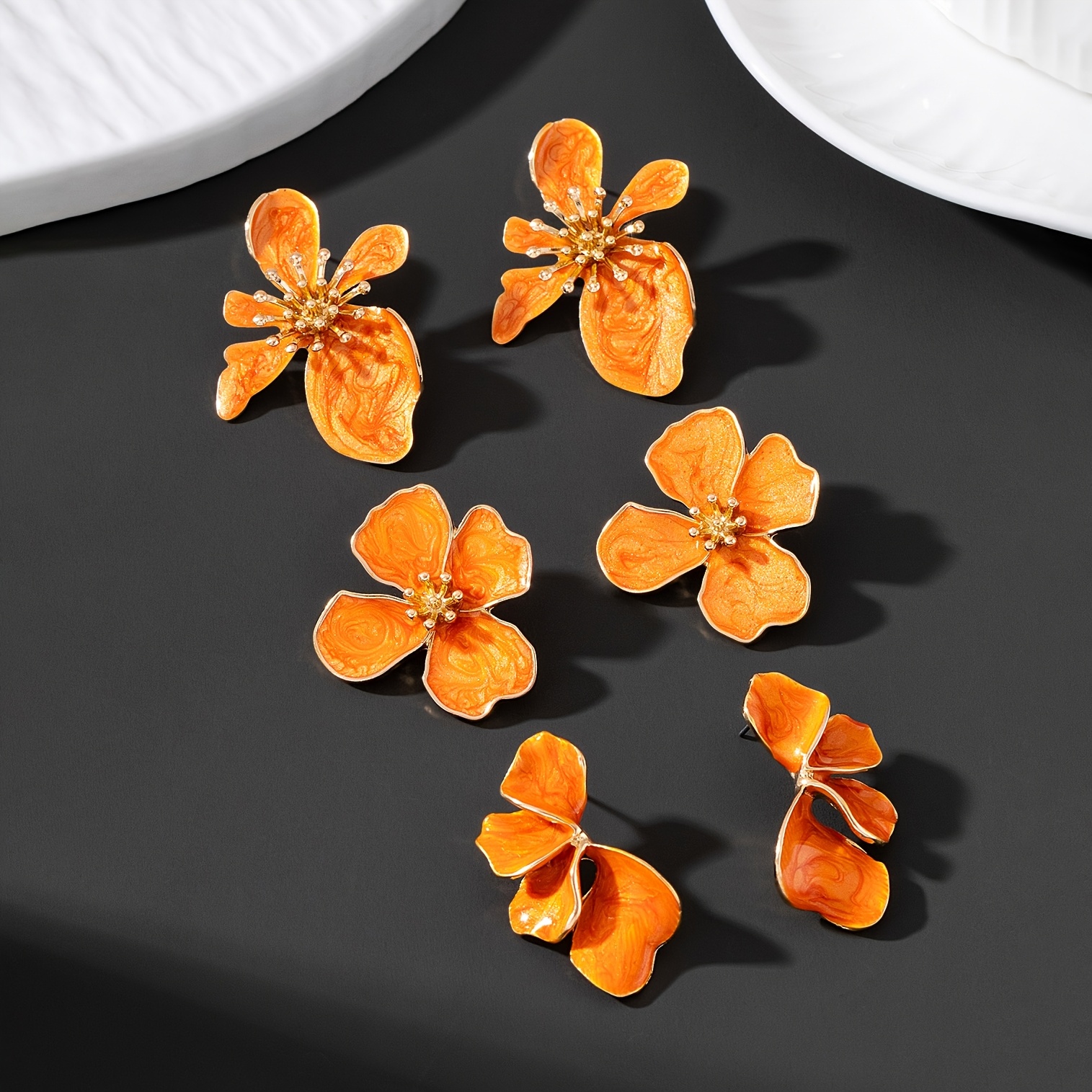 3 Pairs Summer Vacation Beach Style Handmade Flower Earring Set